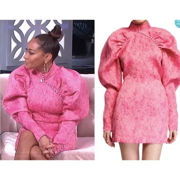Rotate by Birger Christensen Style 1 Pink Carnation Puff Sleeve Mini Dress 36=4 - Picture 10 of 13